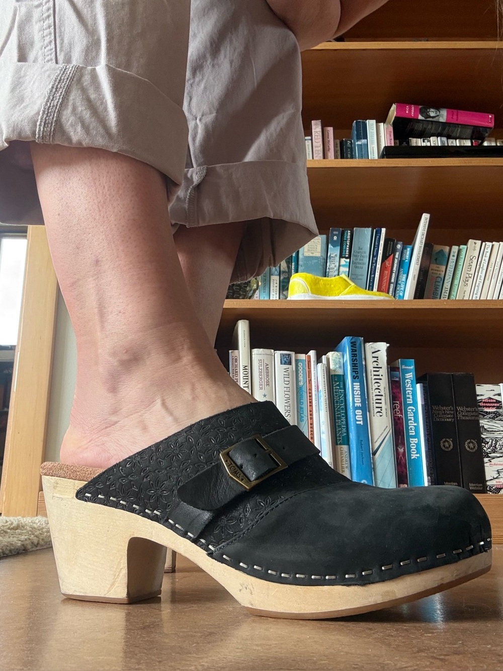 Toms Black Leather Clogs